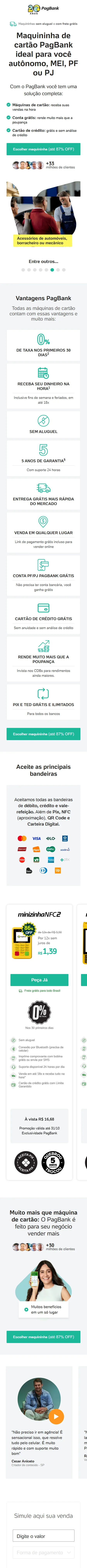 Layout mobile completo da mesma página, com as seções empilhadas em uma coluna.